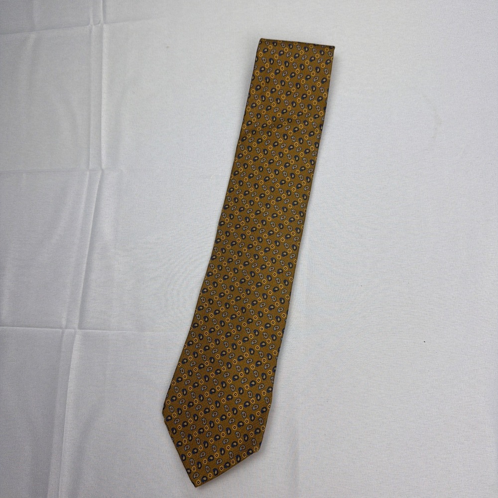 Dior Signature Men's Tie 100%‎ Silk Gold Geometric /61"x3.5"